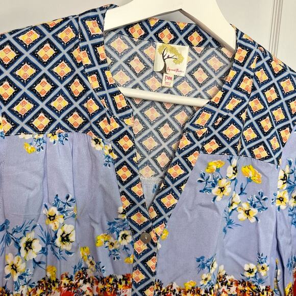 Anthropologie Fig & Flower patchwork floral blouse - Picture 3 of 16